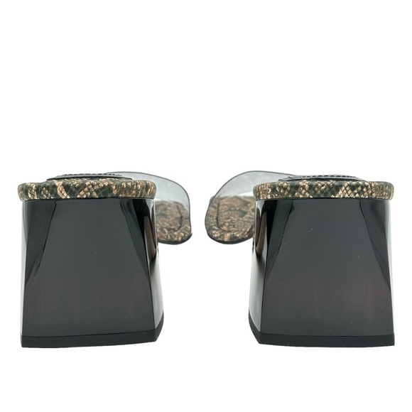 NEW GOOD AMERICAN Block Heel Slide Sandals Desert Snake Clear Upper Size 10 - Picture 5 of 9